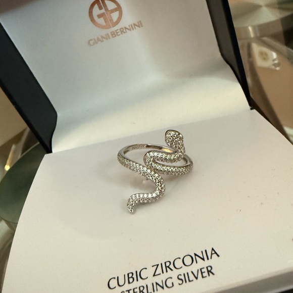 Giani Bernini Sterling Silver Snake Ring with Cubic Zirconia - Picture 2 of 4